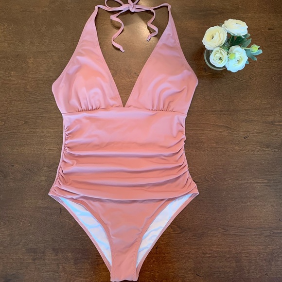dusty rose one piece swimsuit
